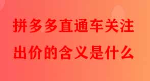 拼多多直通車關(guān)注出價(jià)的含義是什么